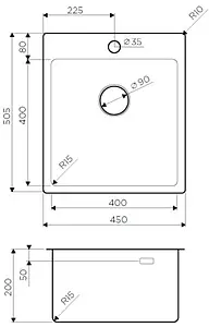 Мойка кухонная Omoikiri Amadare 45-IN нержавеющая сталь 4993802 Мойка кухонная Omoikiri Amadare 45-IN нержавеющая сталь 4993802, 2