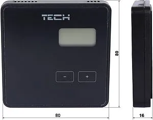 Проводной комнатный терморегулятор TECH ST-R-9b черный WG.11.0546, 2