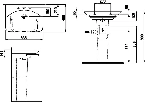 Раковина Laufen Palace 65 белый 8.1070.3.000.104.1