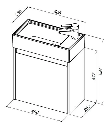 Тумба под умывальник подвесная Aquanet Nova Lite 50 дуб рошелье 00298854