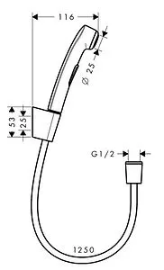 Гигиенический душ с держателем Hansgrohe шлифованный чёрный хром 32129340, 2
