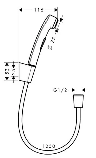 Гигиенический душ с держателем Hansgrohe шлифованный чёрный хром 32129340