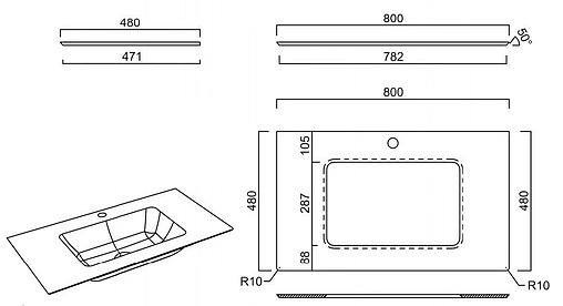 Столешница для раковин встраиваемых снизу Kerama Marazzi Plaza Classic PL3 80 монте тиберио натуральный PL3.SG507120R\80 Столешница для раковин встраиваемых снизу Kerama Marazzi Plaza Classic PL3 80 монте тиберио натуральный PL3.SG507120R\80