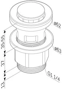 Выпуск автоматический для раковины с переливом Am.Pm хром F0700P00 Выпуск автоматический для раковины с переливом Am.Pm хром F0700P00, 2