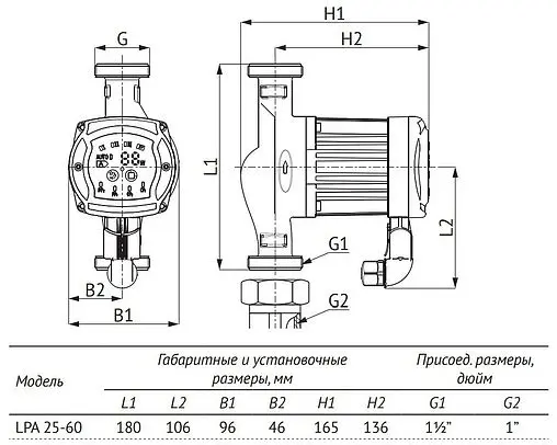 Насос циркуляционный Unipump LPA 25-60 180 71370