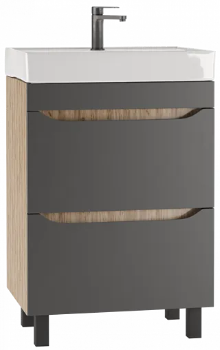 Тумба под умывальник напольный Домино Bruno 60 графит/дуб вотан DBr2901T