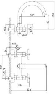 Смеситель для ванны Rossinka хром RS39-83 Смеситель для ванны Rossinka хром RS39-83, 2