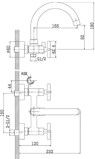 Смеситель для ванны Rossinka хром RS39-83