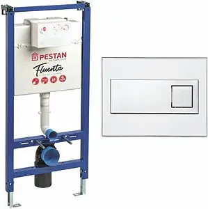 Инсталляция для подвесного унитаза Set 3 в 1 Pestan Fluenta SET40006356DW кнопки/белый, рамка/белый Инсталляция для подвесного унитаза Set 3 в 1 Pestan Fluenta SET40006356DW кнопки/белый, рамка/белый, 1
