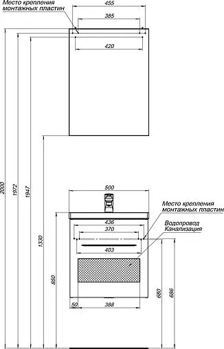 Шкаф-зеркало Aquanet Порто 50 R белый 00195726 Шкаф-зеркало Aquanet Порто 50 R белый 00195726