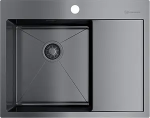 Мойка кухонная Omoikiri Akisame 65-GM-L вороненая сталь 4973097 Мойка кухонная Omoikiri Akisame 65-GM-L вороненая сталь 4973097, 1