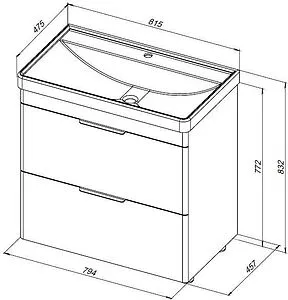 Тумба-умывальник напольная Aquanet Ирис new 80 белый глянец 00310154+ Тумба-умывальник напольная Aquanet Ирис new 80 белый глянец 00310154+, 2