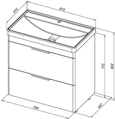 Тумба-умывальник напольная Aquanet Ирис new 80 белый глянец 00310154+