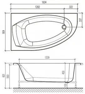 Ванна акриловая Eurolux Bergamy 160х90 L E2016090012L Ванна акриловая Eurolux Bergamy 160х90 L E2016090012L, 2