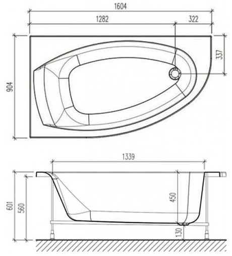Ванна акриловая Eurolux Bergamy 160х90 L E2016090012L Ванна акриловая Eurolux Bergamy 160х90 L E2016090012L