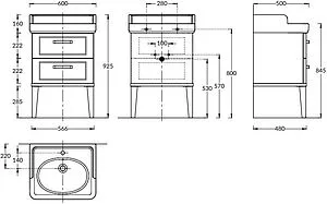 Тумба-умывальник напольная Kerama Marazzi Pompei 60 белый PO.N.60.2\WHT+PO.wb.60 Тумба-умывальник напольная Kerama Marazzi Pompei 60 белый PO.N.60.2\WHT+PO.wb.60, 2