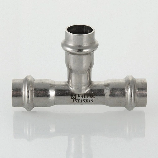 Тройник пресс редукционный 28мм x 15мм x 28мм Valtec VT.INOX-PRESS VTi.931.I.281528