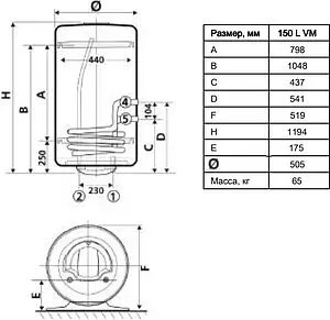Бойлер комбинированного нагрева Atlantic Indirect & Combi Steatite 150 L VM (25.6 кВт) 874038, 2