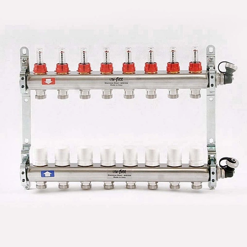 Группа коллекторная с расходомерами 8 отводов 1&quot;в/в x ¾&quot;ек Uni-fitt 450I4308