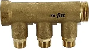 Коллектор запорный проходной 3 отвода 1"в/н x ½"н Uni-fitt 424G4230 Коллектор запорный проходной 3 отвода 1"в/н x ½"н Uni-fitt 424G4230, 4