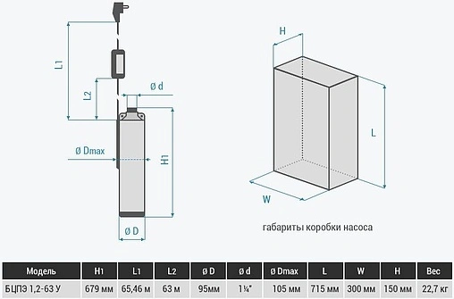 Насос скважинный центробежный 4&quot; Водолей 160/90 БЦПЭ 1.2-63У