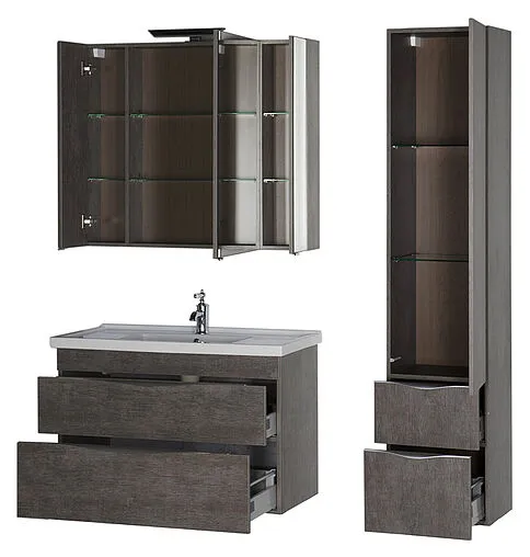 Шкаф-зеркало Aquanet Эвора 100 дуб антик 00182998 Шкаф-зеркало Aquanet Эвора 100 дуб антик 00182998