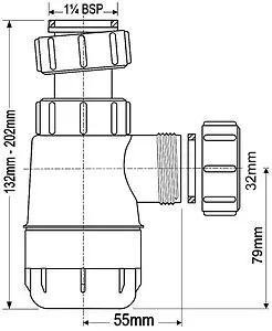 Сифон бутылочный для раковины Mc Alpine белый MRW2-NW, 2