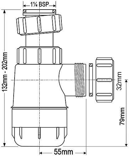 Сифон бутылочный для раковины Mc Alpine белый MRW2-NW