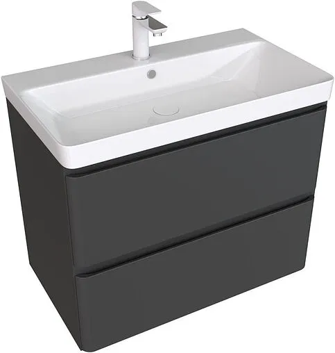 Тумба под умывальник подвесная Aquanet Эмбер 80 чёрный матовый 00330468