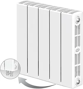 Радиатор биметаллический 5 секций нижнее правое подключение Rifar Supremo Ventil 350 RSVR35005 Радиатор биметаллический 5 секций нижнее правое подключение Rifar Supremo Ventil 350 RSVR35005, 1