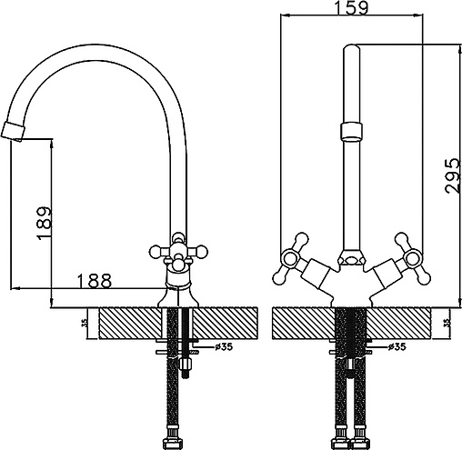 Смеситель для кухни Rossinka хром G02-72 Смеситель для кухни Rossinka хром G02-72
