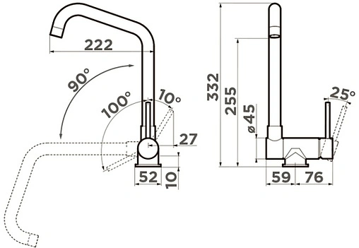 Смеситель для кухни для установки перед окном Omoikiri Mori-C хром 4994320