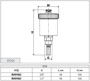 Воздухоотводчик автоматический ½&quot;н Giacomini R99IY003, 2