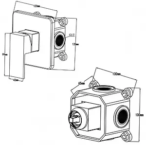 Смеситель для душа скрытого монтажа Swedbe Platta чёрный матовый 5522B, 2