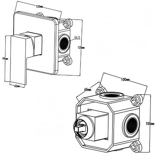 Смеситель для душа скрытого монтажа Swedbe Platta чёрный матовый 5522B