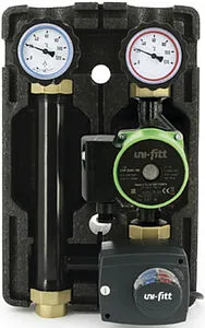 Насосный модуль с 3-х ходовым смесительным клапаном и сервоприводом 1"в х 1"в Uni-Fitt 493E2500 с насосом Uni-Fitt ECP 25/60 Насосный модуль с 3-х ходовым смесительным клапаном и сервоприводом 1"в х 1"в Uni-Fitt 493E2500 с насосом Uni-Fitt ECP 25/60, 1