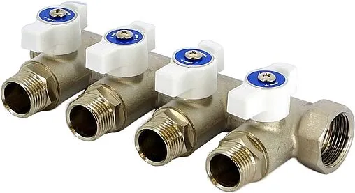 Коллектор запорный проходной 4 отвода ¾&quot;в/н x ½&quot;к Uni-fitt 420N3240