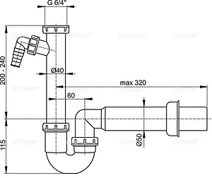 Сифон трубный для мойки AlcaPlast A81-DN50 Сифон трубный для мойки AlcaPlast A81-DN50, 2