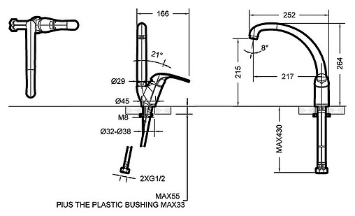 Смеситель для кухни Bravat Fit хром F7135188CP-1-RUS