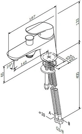 Смеситель на борт ванны на 1 отверстие Am.Pm Like хром F8010232