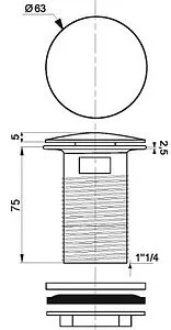Выпуск автоматический для раковины с переливом Wirquin чёрный матовый 30722869 Выпуск автоматический для раковины с переливом Wirquin чёрный матовый 30722869, 2