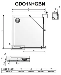 Душевое ограждение 900x900мм прозрачное стекло Roltechnik Elegant Neo Line GDO1N+GBN900*900 188-9000000-00-02+189-9000000-00-02 Душевое ограждение 900x900мм прозрачное стекло Roltechnik Elegant Neo Line GDO1N+GBN900*900 188-9000000-00-02+189-9000000-00-02, 2