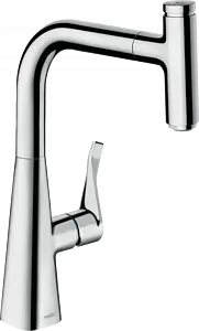 Смеситель для кухни с выдвижным изливом Hansgrohe Metris Select M71 240 1jet хром 14857000 Смеситель для кухни с выдвижным изливом Hansgrohe Metris Select M71 240 1jet хром 14857000, 1