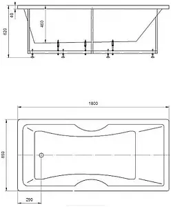 Ванна акриловая Aquatek Феникс 180x85 L с каркасом (разборный) FEN180-0000083, 2