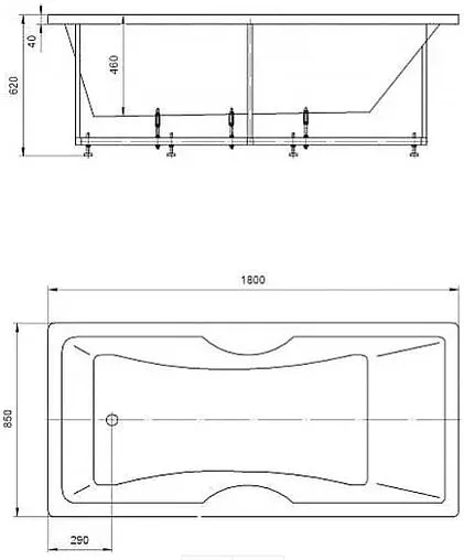 Ванна акриловая Aquatek Феникс 180x85 L с фронтальной панелью, с каркасом (разборный) FEN180-0000069