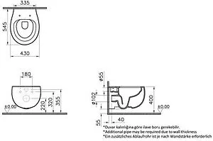 Унитаз подвесной безободковый VitrA Memoria Rim-Ex белый 5885B403-0101, 2