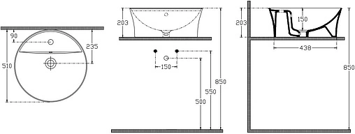 Раковина ISVEA Azur 51 золото/белый 10SY65052-Gold