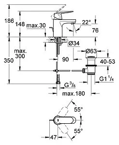 Смеситель для раковины Grohe Eurosmart Cosmopolitan хром 32825000, 2