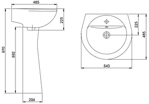 Раковина Santeri Соната 54 белый 1.3111.2.S00.11B.0 Раковина Santeri Соната 54 белый 1.3111.2.S00.11B.0, 2