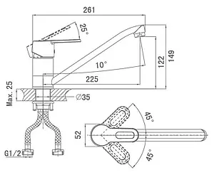 Смеситель для кухни D&K Erlangen Bayern хром DA1182301, 2